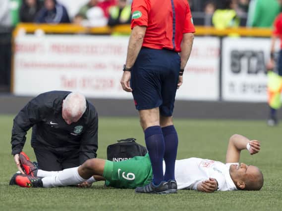 Hibernian striker could miss rest of the season. Picture: SNS