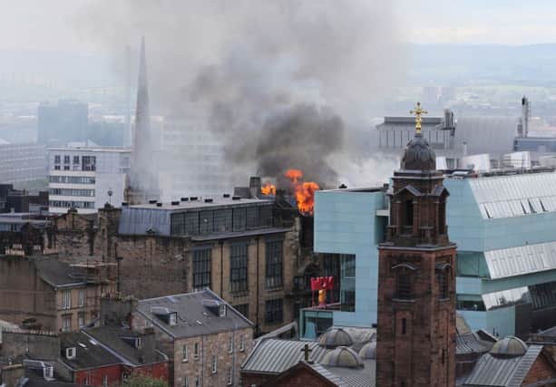 The Glasgow School of Art in flames. Picture: Robert Perry