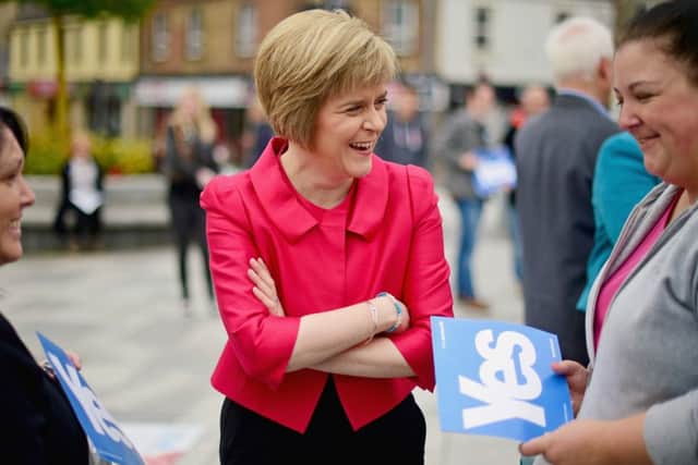 Nicola Sturgeon joins Yes campaigners in Bathgate as they aim to achieve backing from Labour voters. Picture: Getty
