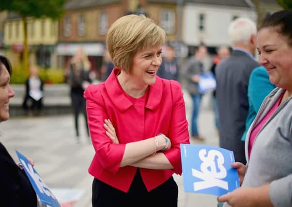 Nicola Sturgeon joins Yes campaigners in Bathgate as they aim to achieve backing from Labour voters. Picture: Getty