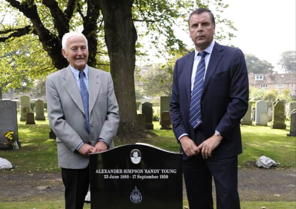 Alex Young (no relation) and Graeme Sharp attended yesterdays ceremony at Seafield cemetery. Picture: Andrew O'Brien