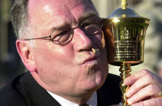 Cameron pictured with the Ryder Cup in year 2000. Picture: Stephren Mansfield
