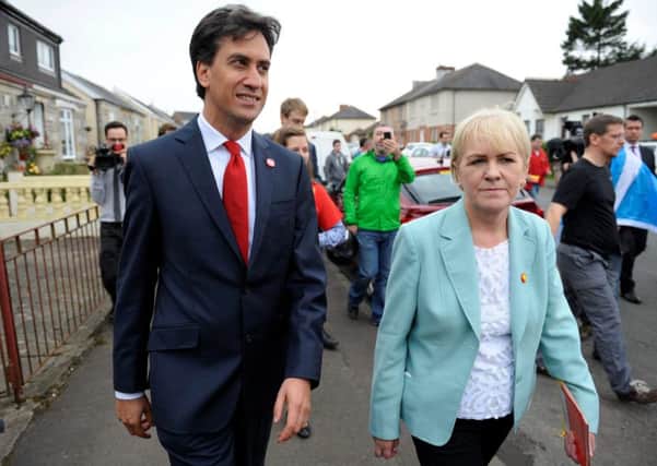 Ed Miliband campaigning with Johann Lamont yesterday. Picture: Hemedia