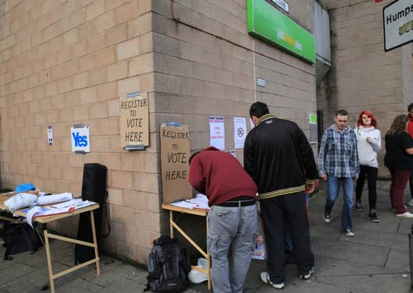 Dundee's Radical Independence Referendum stall by the job centre. Picture: Robert Perry