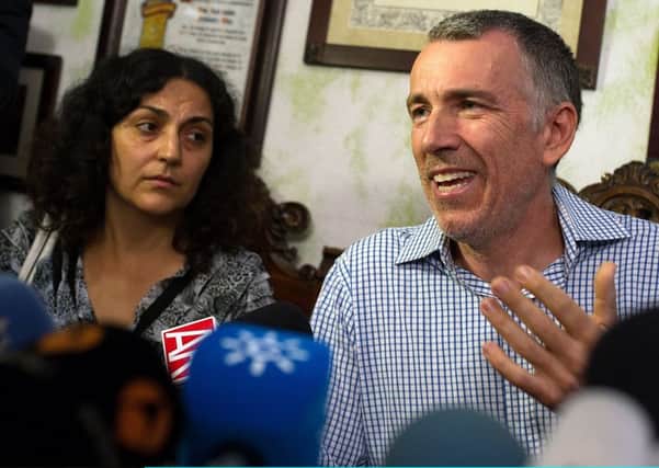 Brett and Naghmeh King, parents of Ashya, talk to the press in Spain Photograph: Denis Doyle/Getty