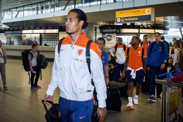 Virgil van Dijk pictured at Amsterdam Schiphol airport with the Netherlands national side. Picture: AFP