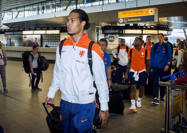 Virgil van Dijk pictured at Amsterdam Schiphol airport with the Netherlands national side. Picture: AFP