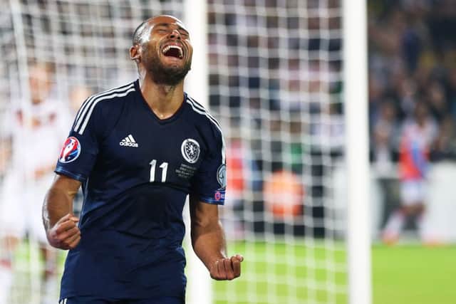 Ikechi Anya celebrates after his equaliser gave Scotland brief hope of a positive result. Picture: Getty