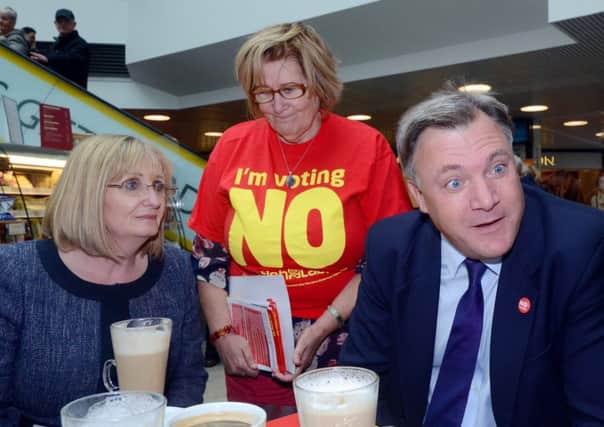 Shadow chancellor Ed Balls with Margaret Curran in Aberdeen, campaigning for Better Together. Picture: Hemedia