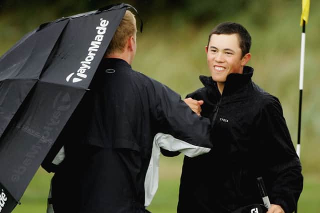 James Byrne of Scotland celebrates with his playing partner Lewis Kirton. Picture: Getty
