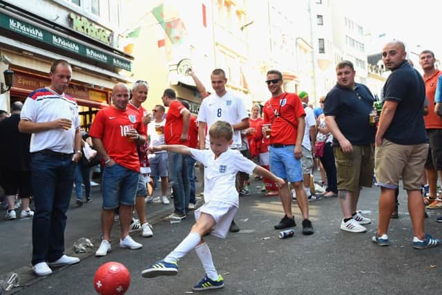 England fans pictured in Basel before the 2-0 win over Switzerland. Picture: Getty