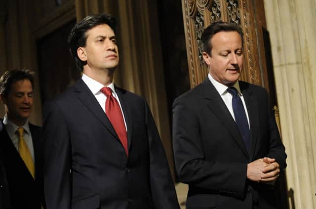 David Cameron, Ed Miliband and Nick Clegg will head to Scotland. Picture: PA