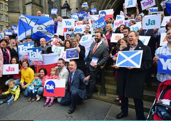 Alex Salmond pictured with Yes supporters in Edinburgh. Picture: Getty