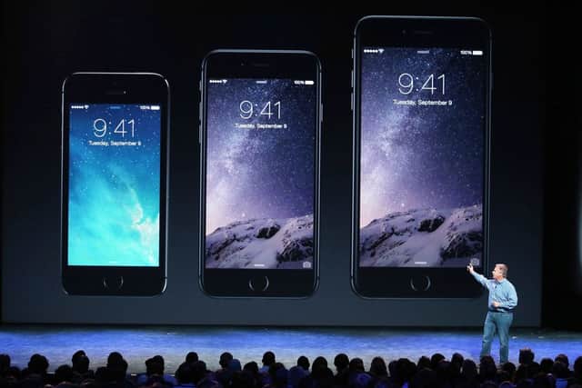 Apple Senior Vice President of Worldwide Marketing Phil Schiller announcees the new iPhone 6. Picture: Getty