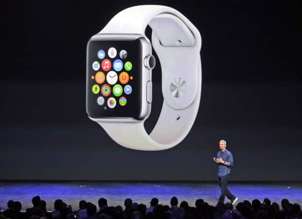 Apple CEO Tim Cook introduces the new Apple Watch . Picture: AP