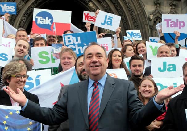 150 Scottish-based EU citizens joined the First Minister outside St Giles Cathedral in Edinburgh. Picture: Hemedia