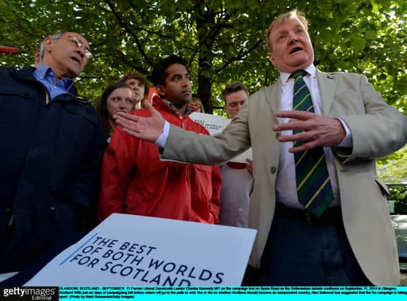 Charles Kennedy urges a No vote in Glasgow. Picture: Getty