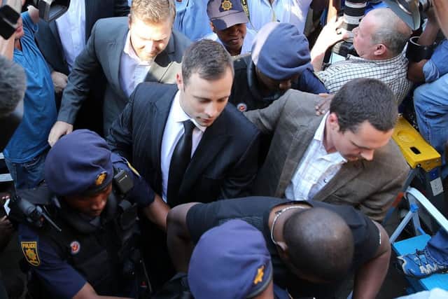 Oscar Pistorius arrives to North Gauteng High Court in Pretoria, South Africa. Picture: Getty