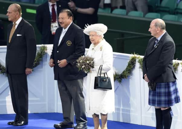 The Queen, pictured at the opening ceremony of the Glasgow 2014 Commonwealth Games, has been urged by Farage to support the No vote. Picture: TSPL