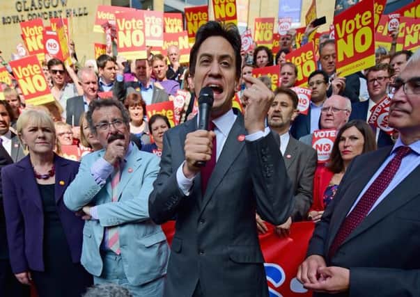 Ed Miliband in Glasgow backing the Union. Picture: Getty