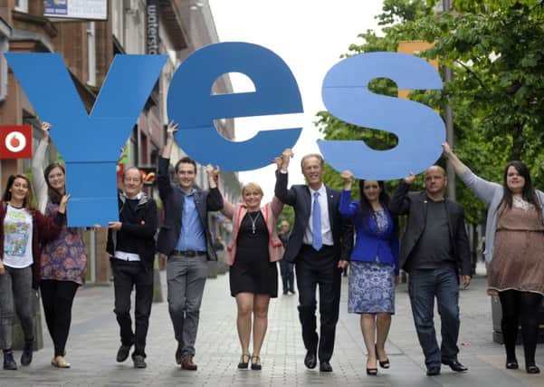 Blair Jenkins with his YES team. Picture: John Devlin