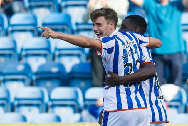 Robbie Muirhead (left) is hailed after opening the scoring for Kilmarnock. Picture: SNS