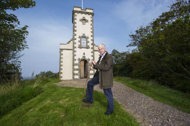 Landowner Derek Lewis in front of Drimnin Chapel, which his estate helped restore. Picture: Stuart Nicol