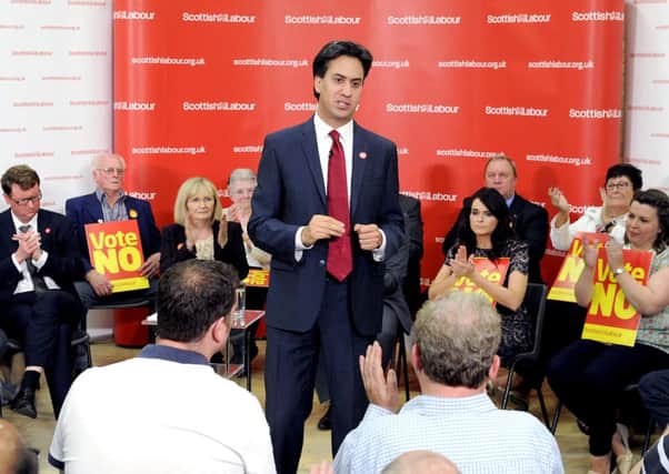 Labour leader Ed Miliband, addressing Labour supporters in Cumbernauld as part of his campaigning for a no vote in the Scottish Independence referendum. Picture: TSPL