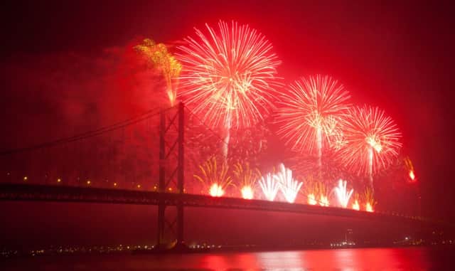 The fireworks display for The Forth Road Bridge festival. Picture: JP