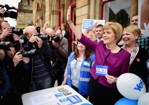 Deputy First Minister Nicola Sturgeon meets with campaigners at Renfrew Town hall. Picture: Getty