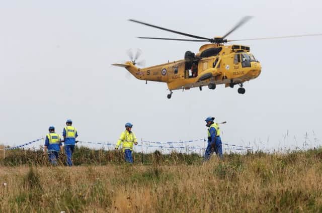 Work was under way yesterday at Selwick Bay in East Yorkshire to establish the cause of the crash. Picture: SWNS