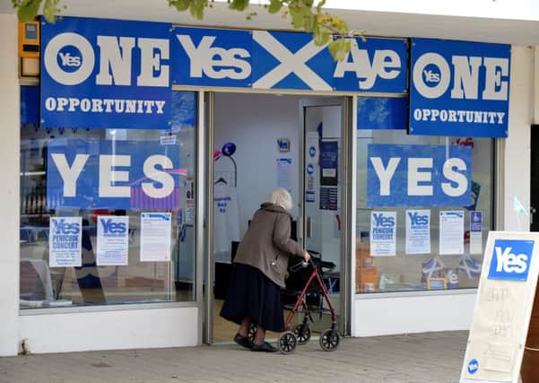 Volunteers for the 'Yes' campaign at their outlet in Penicuik, Midlothian were horrified after vandals covered its door handles with faeces. Picture: hemedia