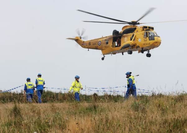 A private helicopter crashed down the cliffs at Flamborough Head, East Yorkshire, killing two people. Picture: SWNS