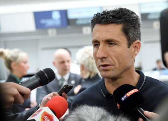 Celtic assistant manager John Collins talks to the press. Picture: SNS