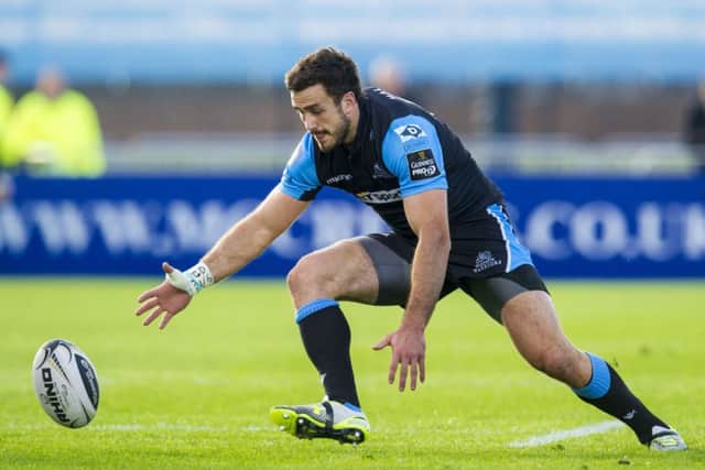 Alex Dunbar was voted player of the day by his teammates after Glasgows win in Cardiff on Sunday. Picture: SNS/SRU