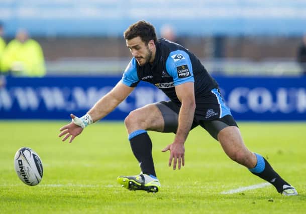 Alex Dunbar was voted player of the day by his teammates after Glasgows win in Cardiff on Sunday. Picture: SNS/SRU