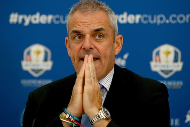 Paul McGinley talks to the media ahead of the Wales Open where four of his European team. Picture: Getty