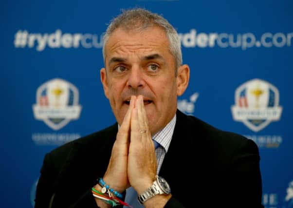 Paul McGinley talks to the media ahead of the Wales Open where four of his European team. Picture: Getty