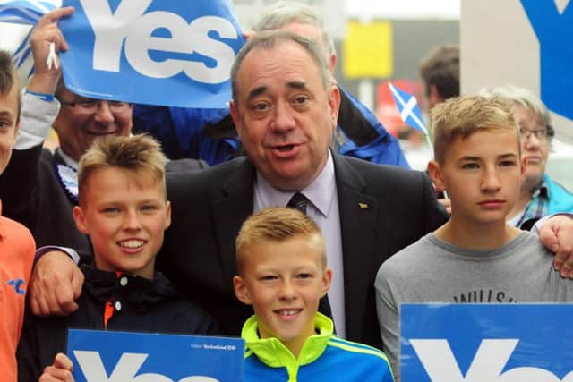 Alex Salmond in Turriff, Aberdeenshire today meeting supporters. Picture: hemedia