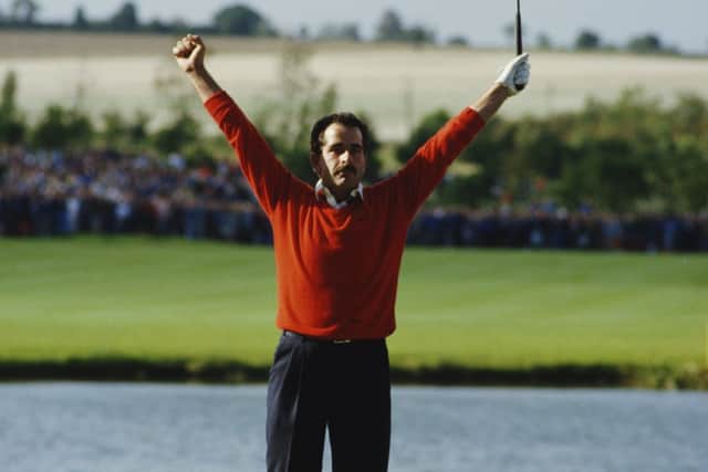 Sam Torrance seals Ryder Cup victory at The Belfry in 1985. Picture: Getty