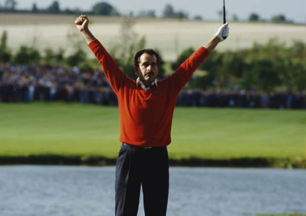 Sam Torrance seals Ryder Cup victory at The Belfry in 1985. Picture: Getty