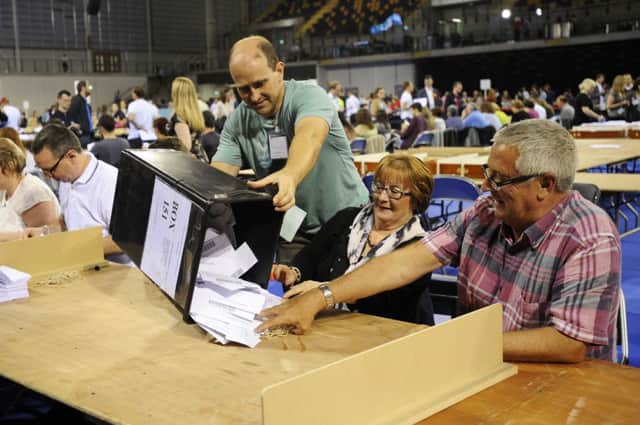 Ballots are counted at the Emirates Sports Arena in Glasgow. Picture: Getty