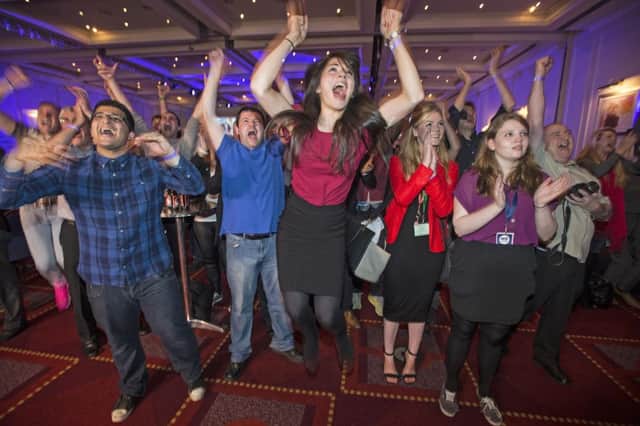 Better Together supporters celebrate in Glasgow. Picture: Agency