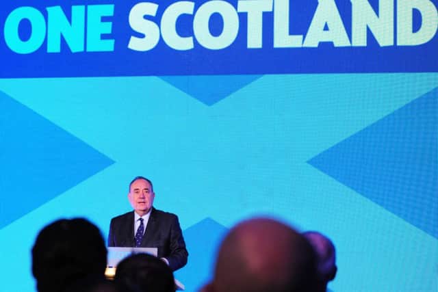 First Minister Alex Salmond speaks to SNP and  Yes supporters at the SNP post Referendum HQ in Dynamic Earth, Edinburgh this morning. Picture: Ian Rutherford