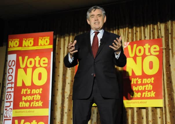 Gordon Brown speaks at Gilmerton Miners Welfare Club in Edinburgh with three days to go until the Scottish Independence Referendum.  Picture: Andrew O'Brien