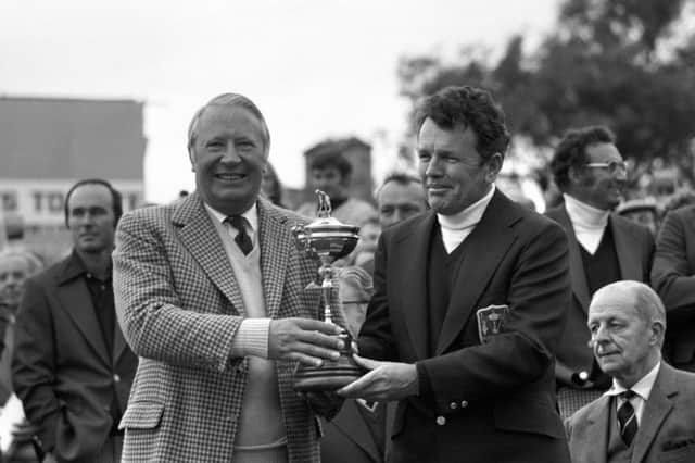 Burke is presented with the Ryder Cup by British Prime Minister Ted Heath. Picture: PA