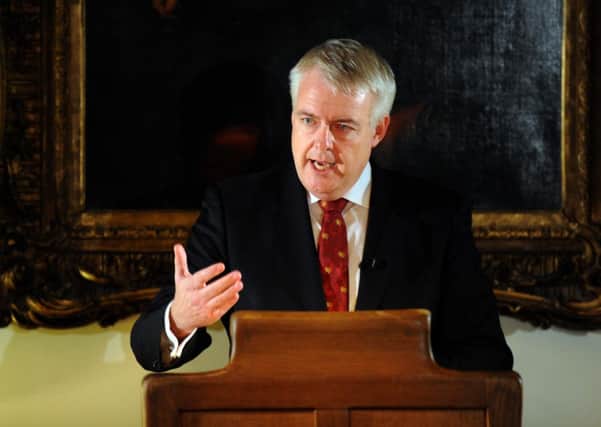 First Minister of Wales, Carwyn Jones giving a lecture at the Old College, Edinburgh University. Pic: Jane Barlow