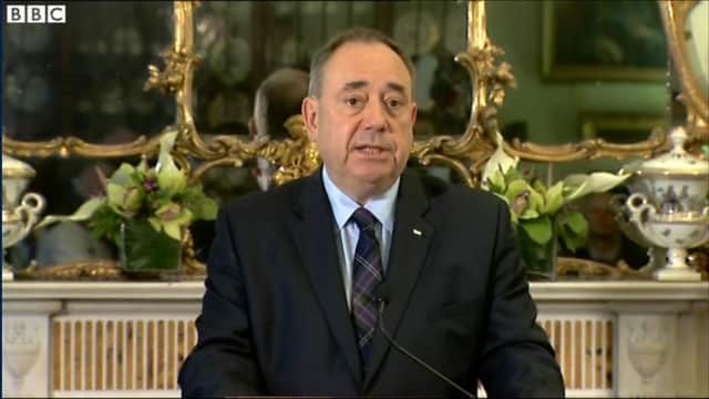 Alex Salmond announces he is standing down as First Minister. Picture: BBC