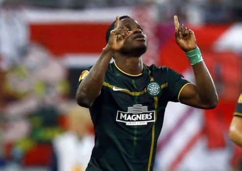 Mubarak Wakaso celebrates his Europa League goal Salzburg on Thursday Picture: Reuters