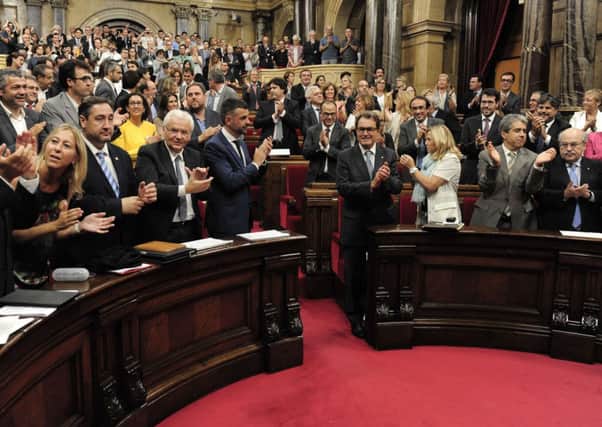 The Catalonian parliament emphatically passed the regional law to call a vote. Pic: AFP